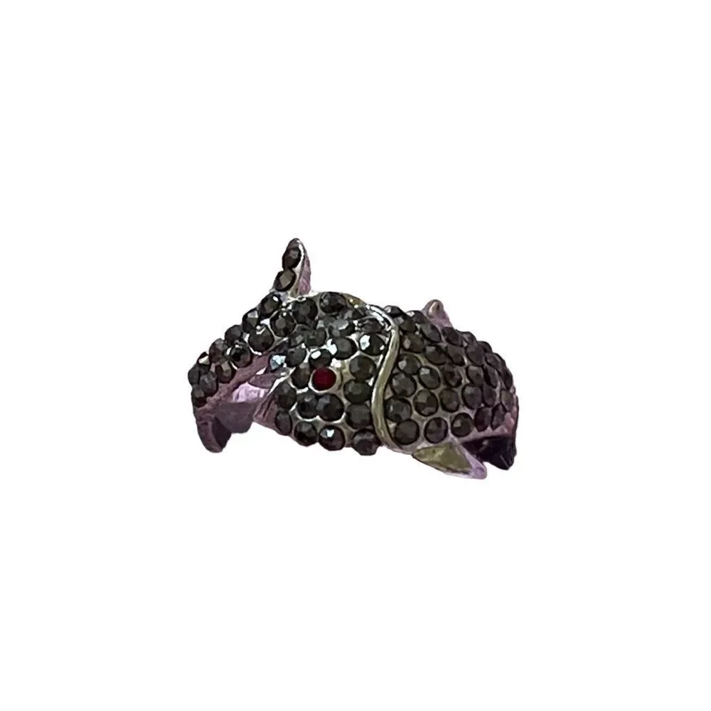 NWOT silver tone ring coi fish with marcasite like stones US size 6.5